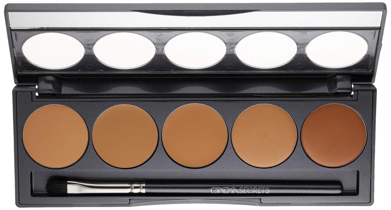 Cinema Secrets Ultimate Foundation 5-in1 Palette - Light-Med Yellow-Beige Undertones, 300 series, Buildable Coverage, Long-Wear Matte Finish, Paraben-Free, Color Correct, Contour & Highlight - Image 2