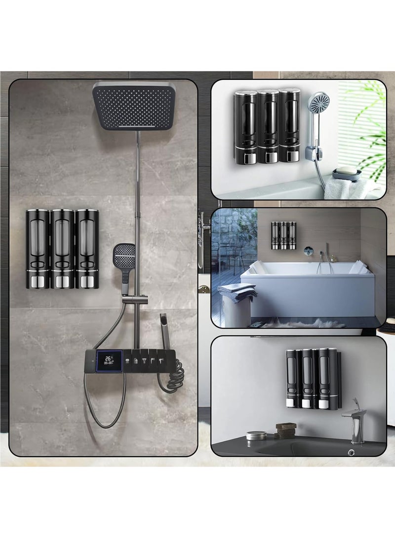 Hihonor Shampoo and Conditioner Dispenser,Shower Shampoo Dispenser 3 Chamber No Drilled Shampoo Dispenser for Shower Wall Mounted Shower Dispenser Body Wash Dispenser for Bathroom Kitchen Hotel, White - Image 2