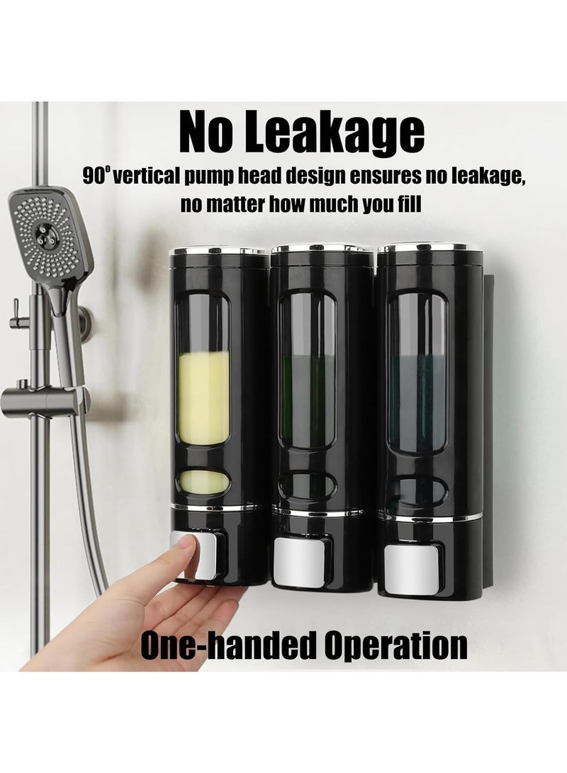 Hihonor Shampoo and Conditioner Dispenser,Shower Shampoo Dispenser 3 Chamber No Drilled Shampoo Dispenser for Shower Wall Mounted Shower Dispenser Body Wash Dispenser for Bathroom Kitchen Hotel, White - Image 3