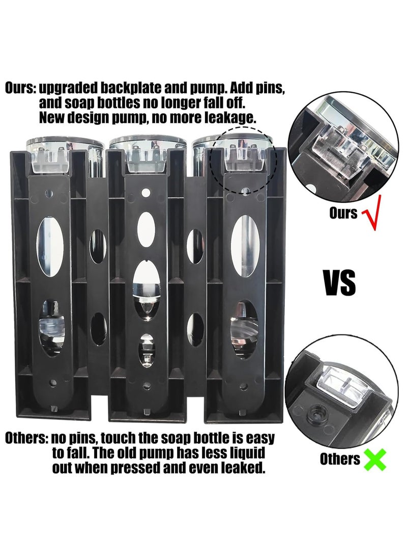 Hihonor Shampoo and Conditioner Dispenser,Shower Shampoo Dispenser 3 Chamber No Drilled Shampoo Dispenser for Shower Wall Mounted Shower Dispenser Body Wash Dispenser for Bathroom Kitchen Hotel, White - Image 4