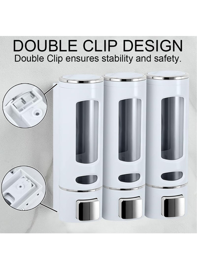 Hihonor Shampoo and Conditioner Dispenser,Shower Shampoo Dispenser 3 Chamber No Drilled Shampoo Dispenser for Shower Wall Mounted Shower Dispenser Body Wash Dispenser for Bathroom Kitchen Hotel, White - Image 5