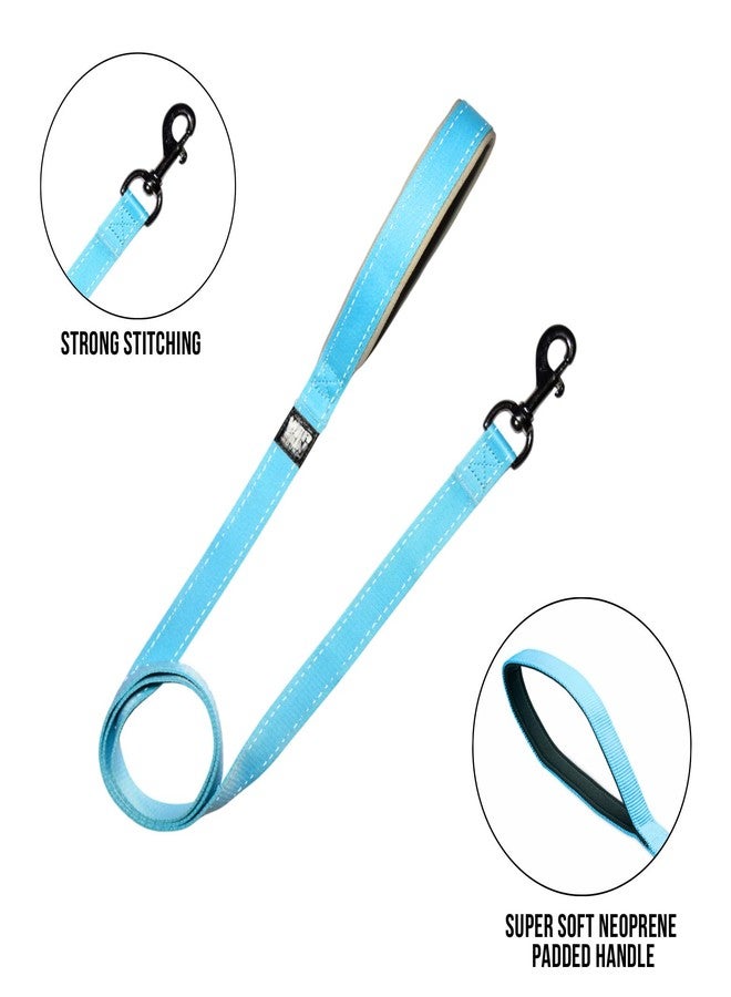 Plushmate x Indian Hound Durable Reflective Nylon Dog Leash with Strong Hook & Super Soft Neoprene Padded Handle for Walking, Running, Training of Small Medium Large Dogs (5ft Long, XS, Light Blue) - Image 2