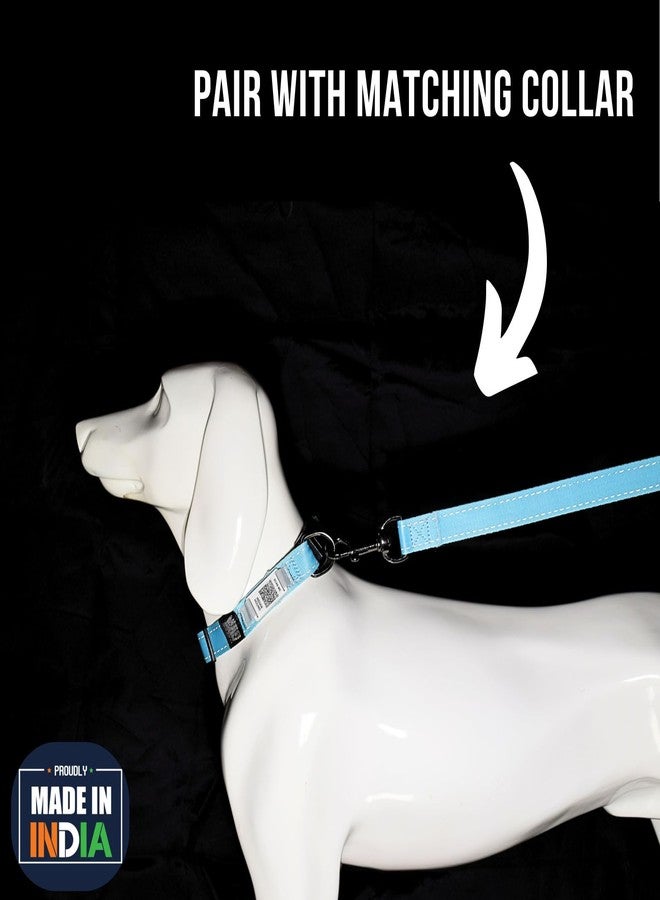 Plushmate x Indian Hound Durable Reflective Nylon Dog Leash with Strong Hook & Super Soft Neoprene Padded Handle for Walking, Running, Training of Small Medium Large Dogs (5ft Long, XS, Light Blue) - Image 4