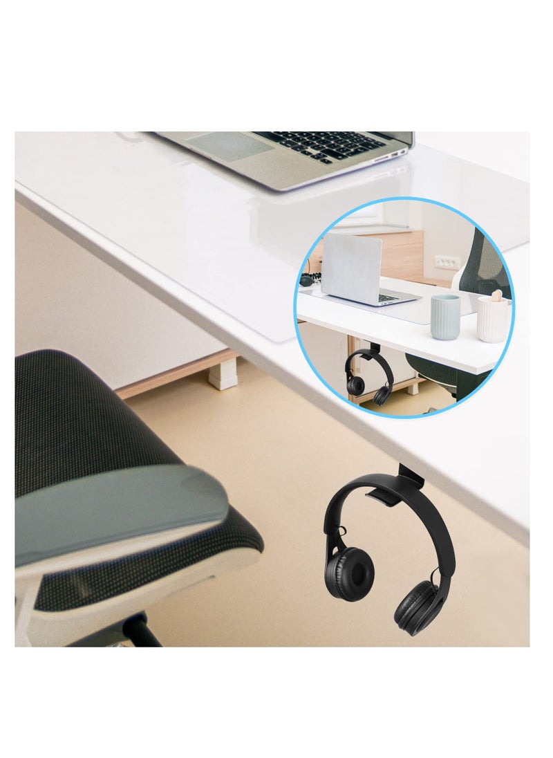 general 2 Pcs Headphone Stand, Under Desk Headphone Hanger 4 Pcs Screws Headphone Mount Hook with Silicone Pad Universal Headset Stand for Gaming Headset, Cables (Black) - Image 4