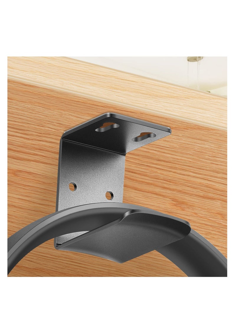 general 2 Pcs Headphone Stand, Under Desk Headphone Hanger 4 Pcs Screws Headphone Mount Hook with Silicone Pad Universal Headset Stand for Gaming Headset, Cables (Black) - Image 5