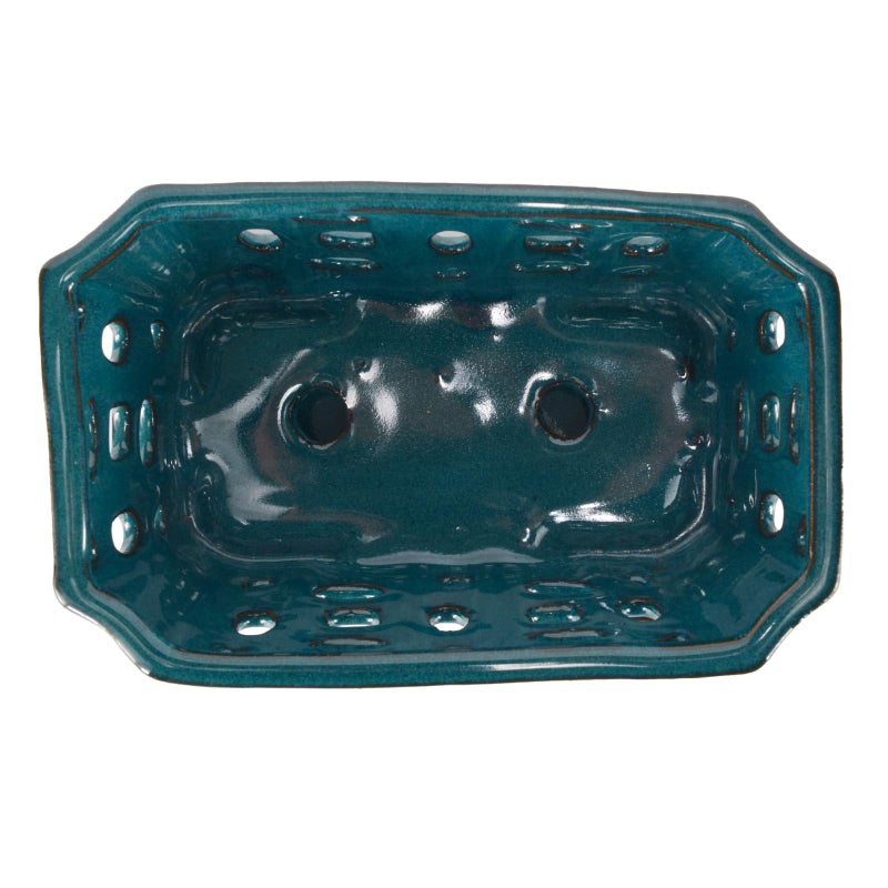 w w W&W Orchid Pot with Holes and Saucer for Repotting, Teal, 9.7 Inches - Image 4