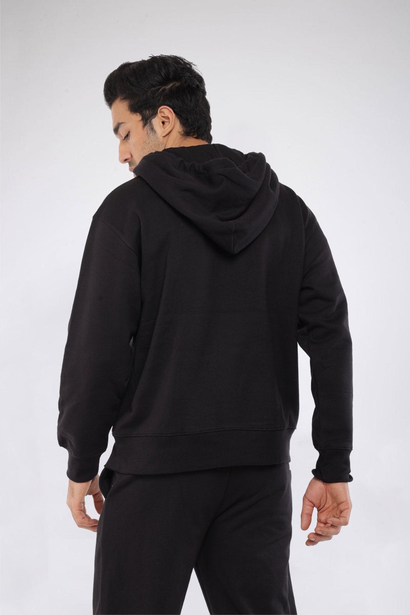 بونكرس كُرنر Black Signature Oversized Heavyweight Hoodie (Fleece) For Men's - Image 5