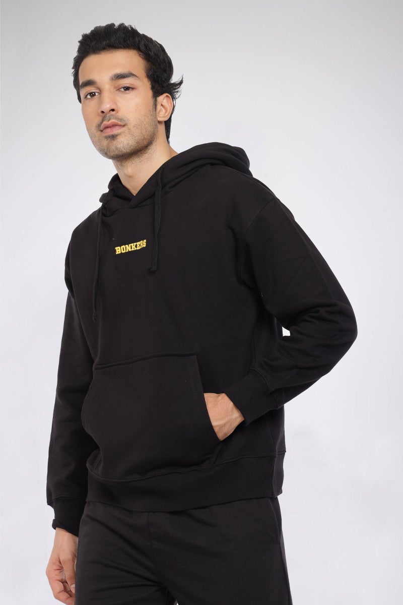 بونكرس كُرنر Black Signature Oversized Heavyweight Hoodie (Fleece) For Men's - Image 1