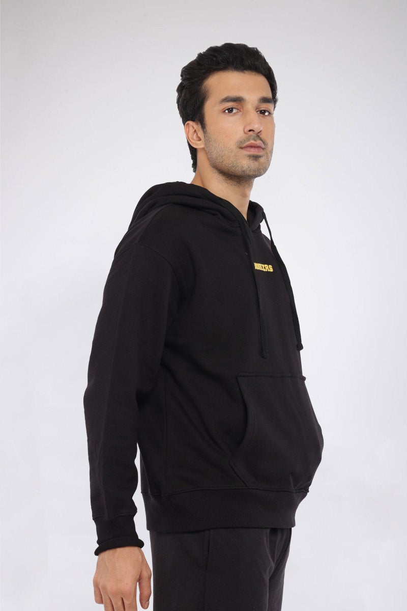 بونكرس كُرنر Black Signature Oversized Heavyweight Hoodie (Fleece) For Men's - Image 4