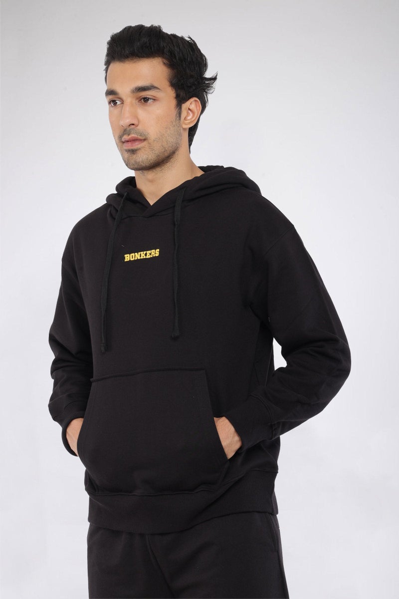 بونكرس كُرنر Black Signature Oversized Heavyweight Hoodie (Fleece) For Men's - Image 3