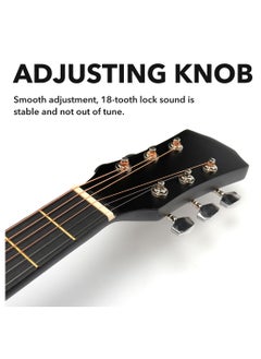 ShineDown ShineDown 38 inch Acoustic Guitar in Full Size Black Beginner All Wood Cutaway Starter Set with Free Bag Capo A Pack of Extra Strings Picks Strap  - Image 5