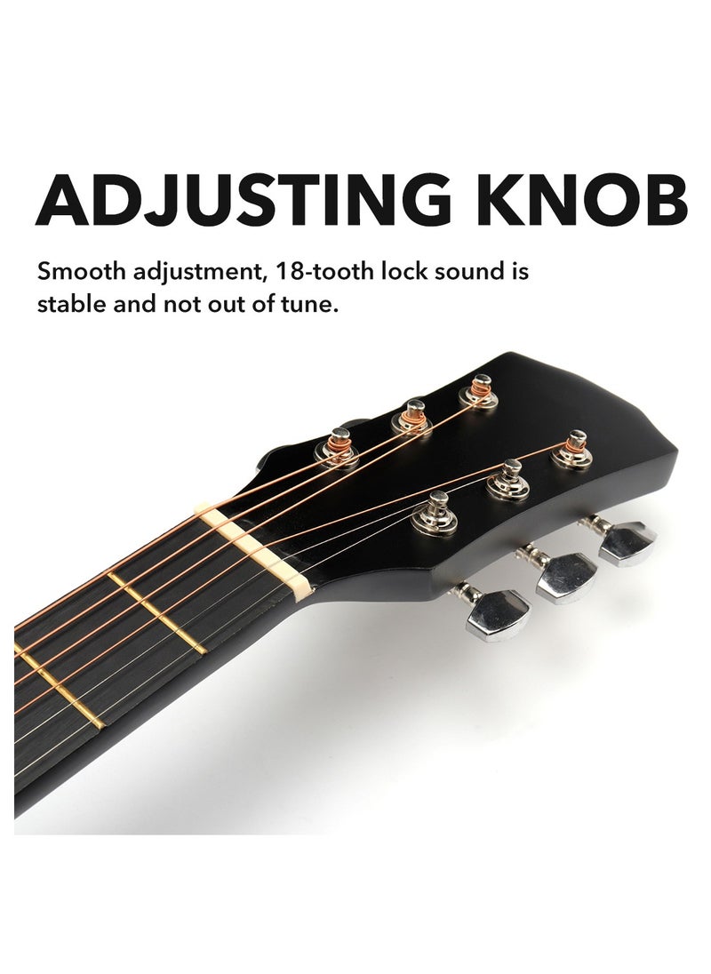 ShineDown ShineDown 38 inch Acoustic Guitar in Full Size Black Beginner All Wood Cutaway Starter Set with Free Bag Capo A Pack of Extra Strings Picks Strap  - Image 5