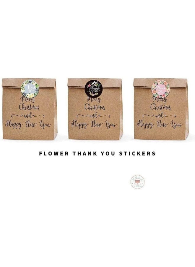 Premify ملصقات شكر، 500 قطعة ملصقات شكر لتغليف الهدايا، تعبئة الخبز، أختام الظرف، الأعمال الصغيرة، عيد الميلاد، الزفاف، حقيبة تغليف الهدايا، ملصق دائري لمتجر الهدايا (تصميم زهور) - Image 2