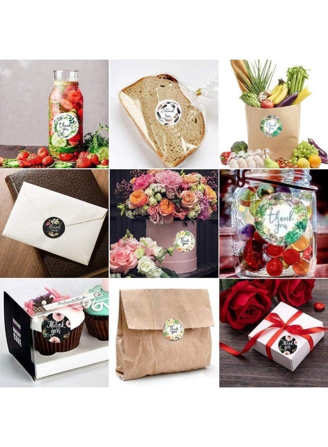 Premify ملصقات شكر، 500 قطعة ملصقات شكر لتغليف الهدايا، تعبئة الخبز، أختام الظرف، الأعمال الصغيرة، عيد الميلاد، الزفاف، حقيبة تغليف الهدايا، ملصق دائري لمتجر الهدايا (تصميم زهور) - Image 4