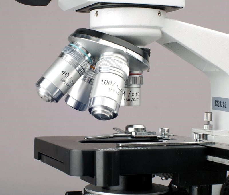 AmScope AmScope M620B Compound Monocular Microscope WF10x and WF20x Eyepieces 40x2000x Magnification Brightfield LED Illumination Abbe Condenser Mechanical Stage 110V - Image 5
