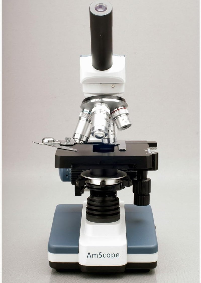 AmScope AmScope M620B Compound Monocular Microscope WF10x and WF20x Eyepieces 40x2000x Magnification Brightfield LED Illumination Abbe Condenser Mechanical Stage 110V - Image 3