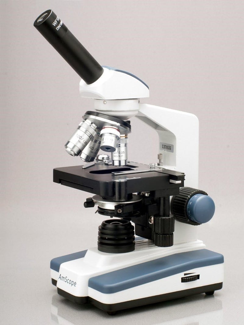 AmScope AmScope M620B Compound Monocular Microscope WF10x and WF20x Eyepieces 40x2000x Magnification Brightfield LED Illumination Abbe Condenser Mechanical Stage 110V - Image 2