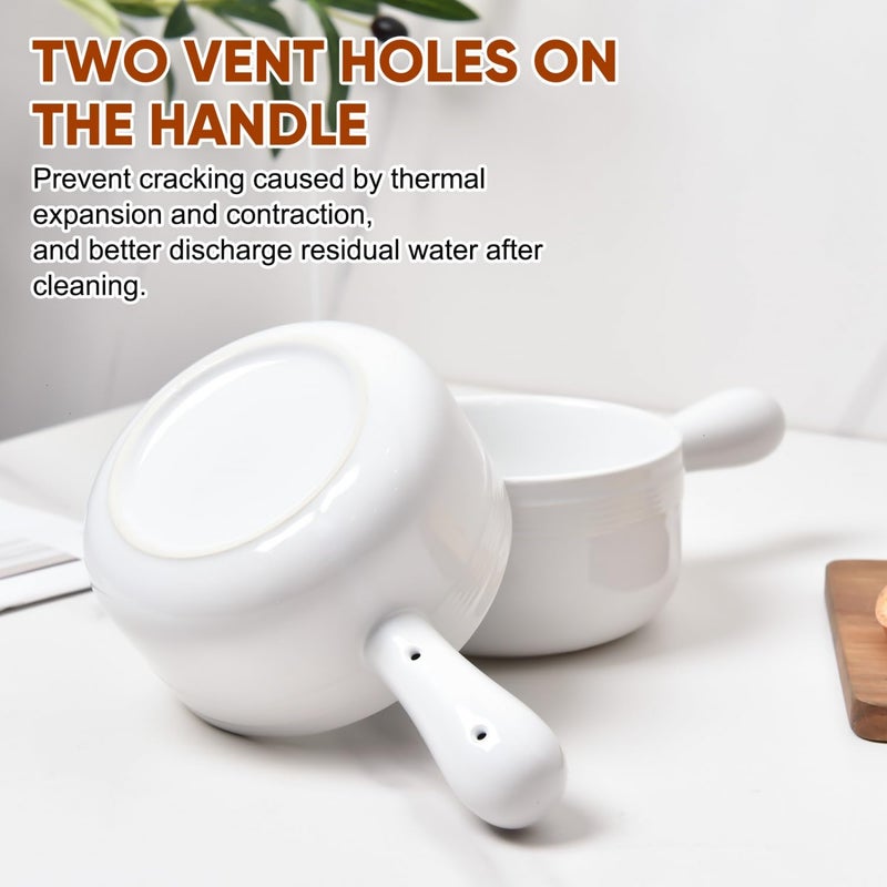Vumdua French Onion Soup Bowls, 16 oz Ceramic Soup Bowls with Handles, French Onion Soup Crocks for Chili, Stew, Cereal, Oven Microwave Dishwasher Safe, Set of 4, White - Image 2