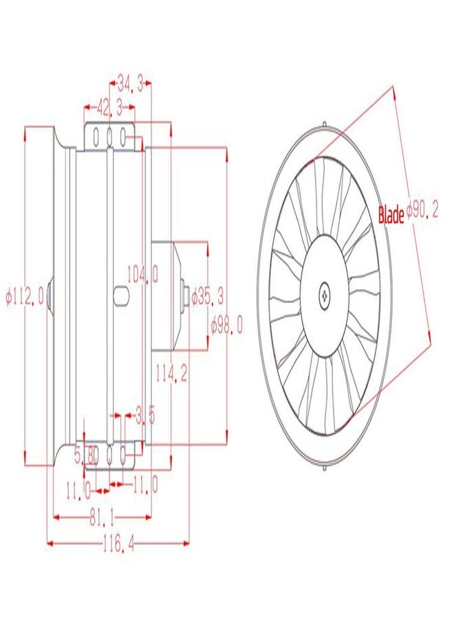 Flycolor مروحة دكت 90 مم EDF 12 شفرات مع محرك RC بلا فرش 1450KV مختبرة للتوازن لطائرة EDF 6S RC - Image 4