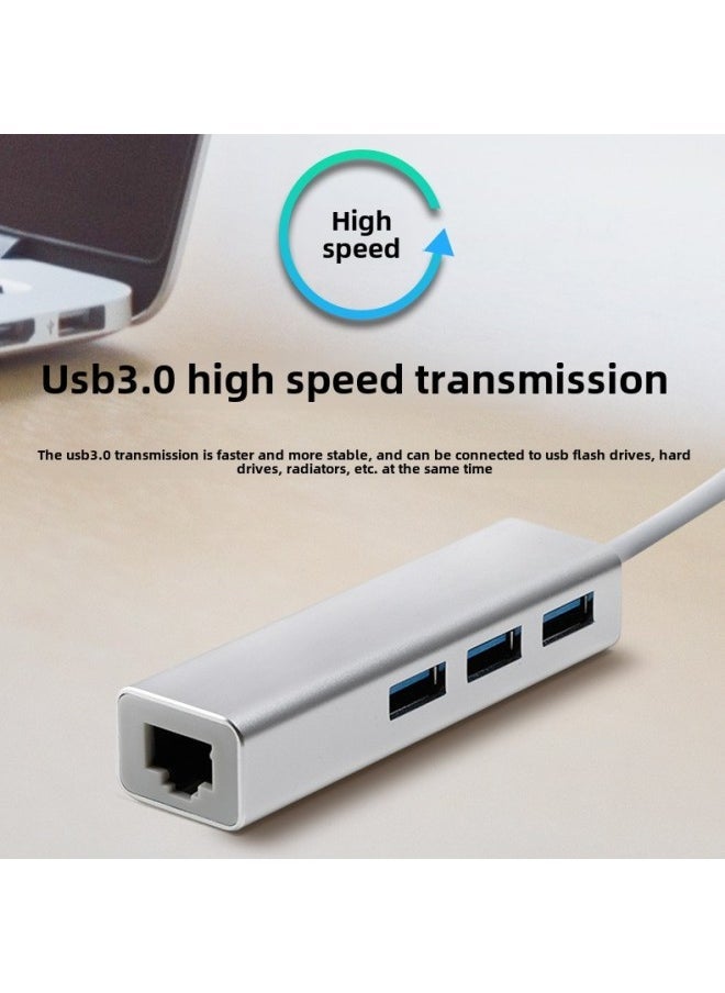 USB Network Cable Converter 3.0HUB Wired Gigabit Network Card Usb-c To Rj45 Driver-free Network Port Hub-Number Of Interfaces:Type-c3.0 Gigabit Silver - Image 4