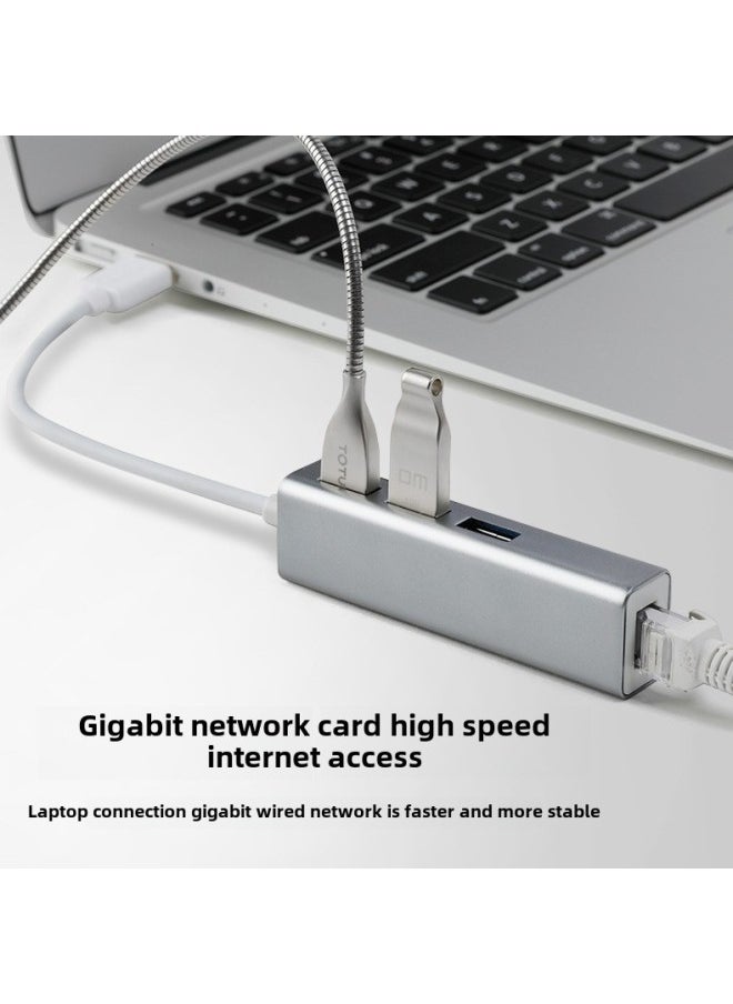 USB Network Cable Converter 3.0HUB Wired Gigabit Network Card Usb-c To Rj45 Driver-free Network Port Hub-Number Of Interfaces:Type-c3.0 Gigabit Silver - Image 3