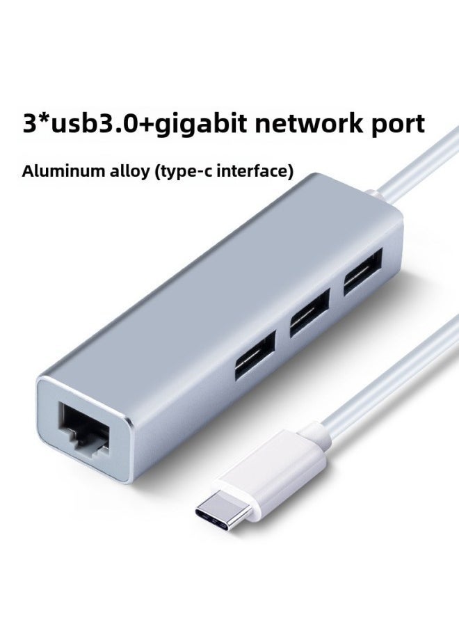 USB Network Cable Converter 3.0HUB Wired Gigabit Network Card Usb-c To Rj45 Driver-free Network Port Hub-Number Of Interfaces:Type-c3.0 Gigabit Silver - Image 1