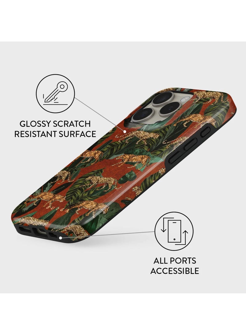 BURGA iPhone 16 pro Case, 2 Piece Hard Shell + TPU Silicone Interior, Shock Absorption, All Port Accessible, Raised Bezel For Screen & Camera Protection, Never Fading HQ Print,leopard print - Image 3