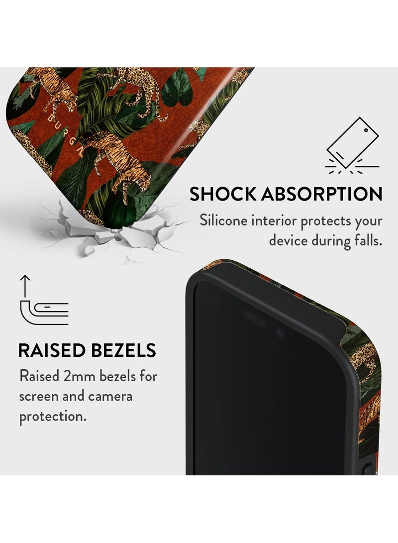 BURGA iPhone 16 pro Case, 2 Piece Hard Shell + TPU Silicone Interior, Shock Absorption, All Port Accessible, Raised Bezel For Screen & Camera Protection, Never Fading HQ Print,leopard print - Image 4