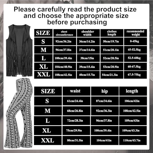 Leumoi 5 Pcs 60s 70s Costume for Women Disco Outfits Hippie Accessories Fringe Vest Boho Flared Pants Set for Halloween(Medium,Classic) - Image 4