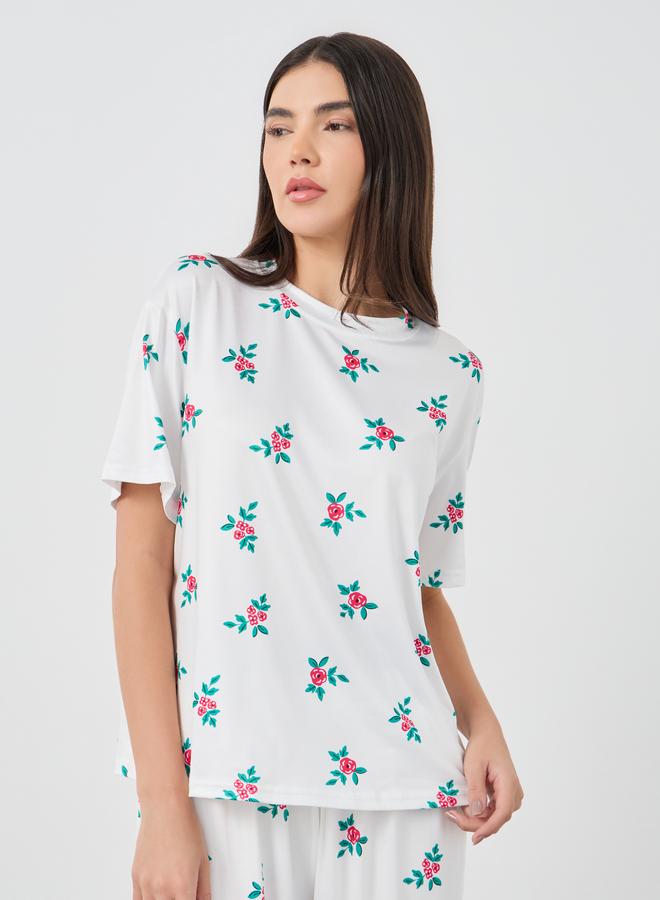 تايك تو طقم بيجاما وتيشيرت بطبعة زهور تيك تو - Image 3