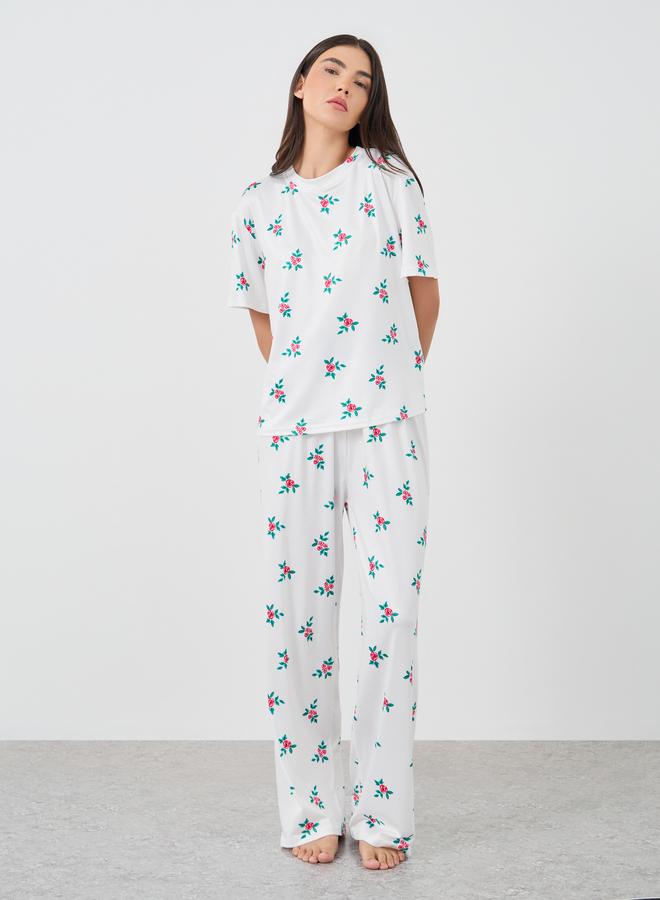 تايك تو طقم بيجاما وتيشيرت بطبعة زهور تيك تو - Image 2