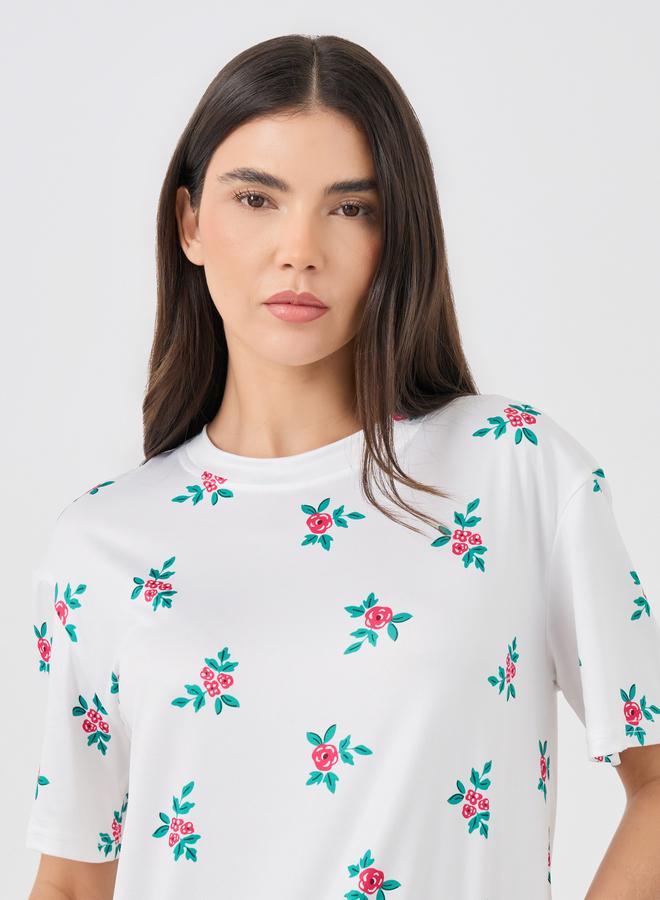 تايك تو طقم بيجاما وتيشيرت بطبعة زهور تيك تو - Image 4