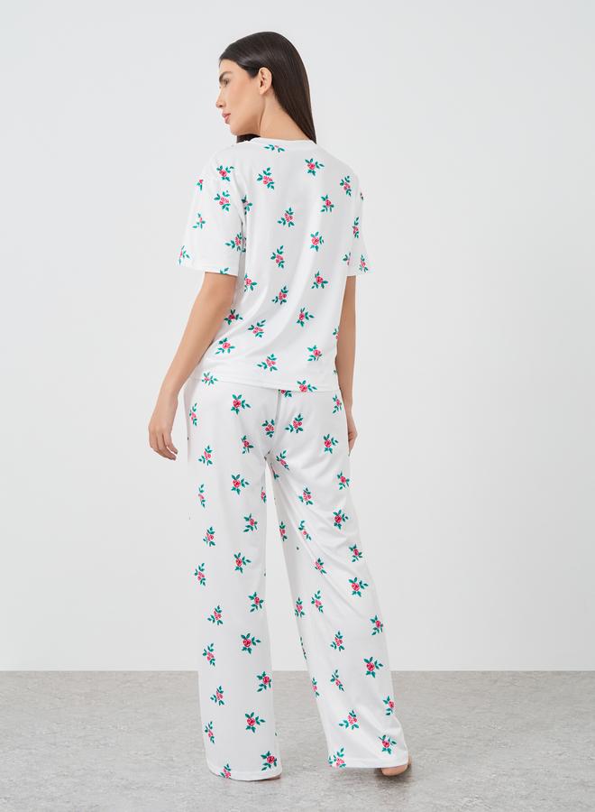 تايك تو طقم بيجاما وتيشيرت بطبعة زهور تيك تو - Image 5