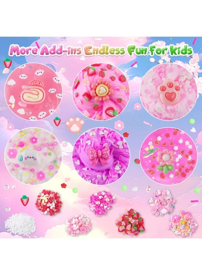 مجموعة سلايم مكونة من 6 عبوات، سلايم وردي للأطفال، مجموعة سلايم سحابي للبنات من سن 3 إلى 12 سنة، ألعاب للبنات والأولاد، مجموعة سلايم للأطفال مناسبة للحفلات والهدايا التذكارية، هدية عيد ميلاد رائعة للبنات (سعة كبيرة 70 مل × 6 قطع) - Image 2