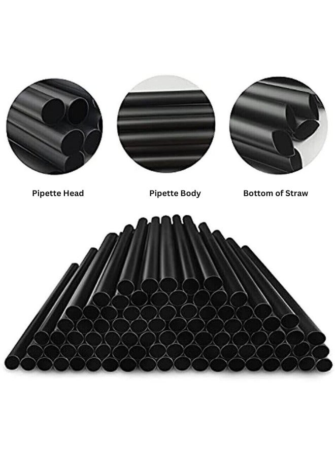 Halapack [500 PCS] Disposable Black Straw 8mm Straight Single Wrapped Jumbo Smoothie Straws Extra Wide Boba Bubble Tea Drinking Straws Black - Image 5