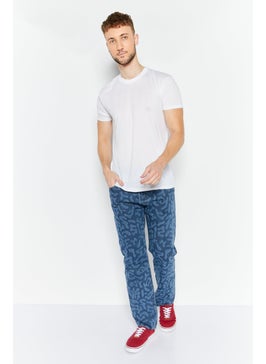 Levi's Men Regular Fit Printed Straight Leg Denim Jeans, Blue  - Image 4