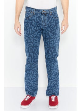 Levi's Men Regular Fit Printed Straight Leg Denim Jeans, Blue  - Image 1