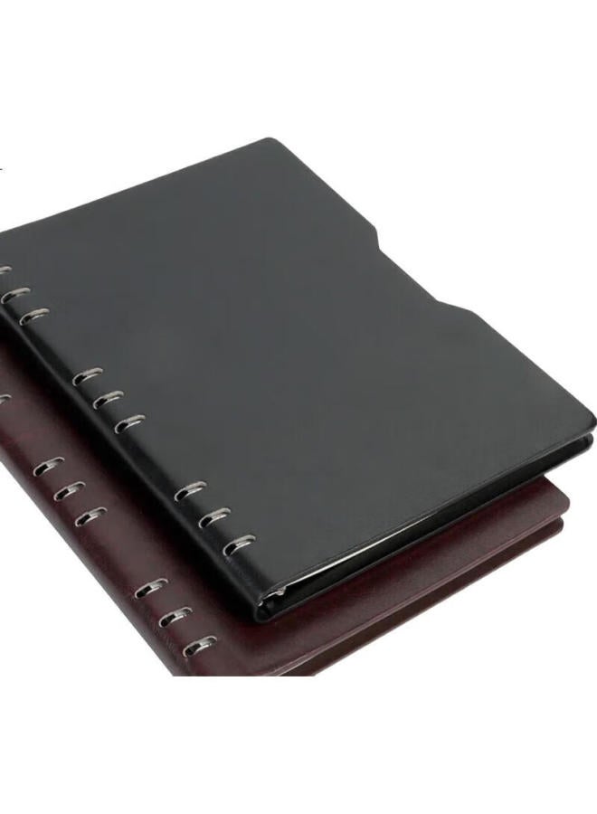 Tango (Tango) A5 Hollow Design Loose-Leaf Leather Notebook Office Memo Business Meeting Diary Notebook With Detachable Loose-Leaf 80 Pages Black Customizable Office Supplies Stationery - Image 2