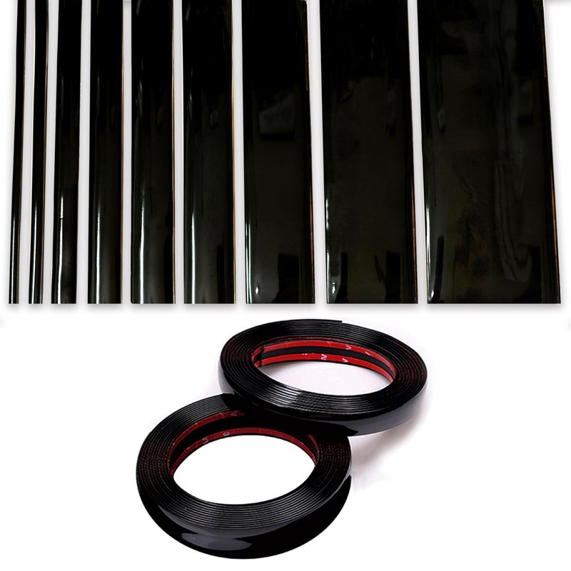NANSH 16Ft Glossy Black Extra Thick Auto Molding Trim Universal Bumper Window Door Body Side Decorative Strip ScratchProof Width 1316inch 30mm