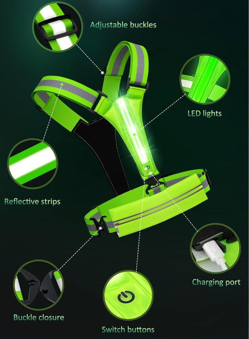 SYOSI LED Reflective Vest Running Gear, USB Rechargeable Light Up Running Vest Chest Phone Holder for Runners Night Walking,6-11hrs Light Adjustable Waist/Shoulder for Women Men Kids - Image 5
