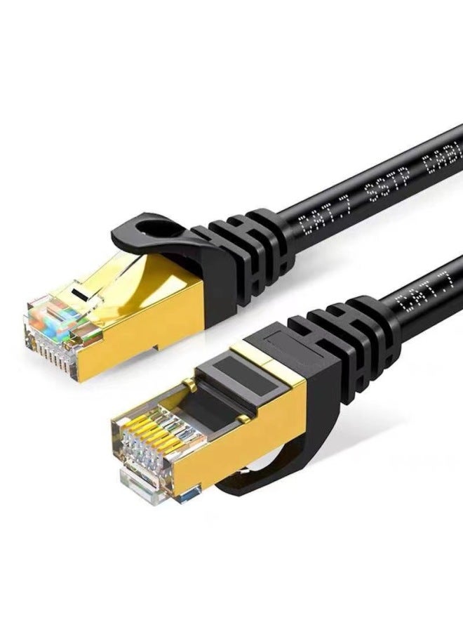 Beauenty Class 7 10 Gigabit Finished Network Cable Cat7 Double Shielded Oxygen-free Copper Data Center Project Dedicated Test Network Cable Jumper-Color:Black-Line Length:50 M - Image 1