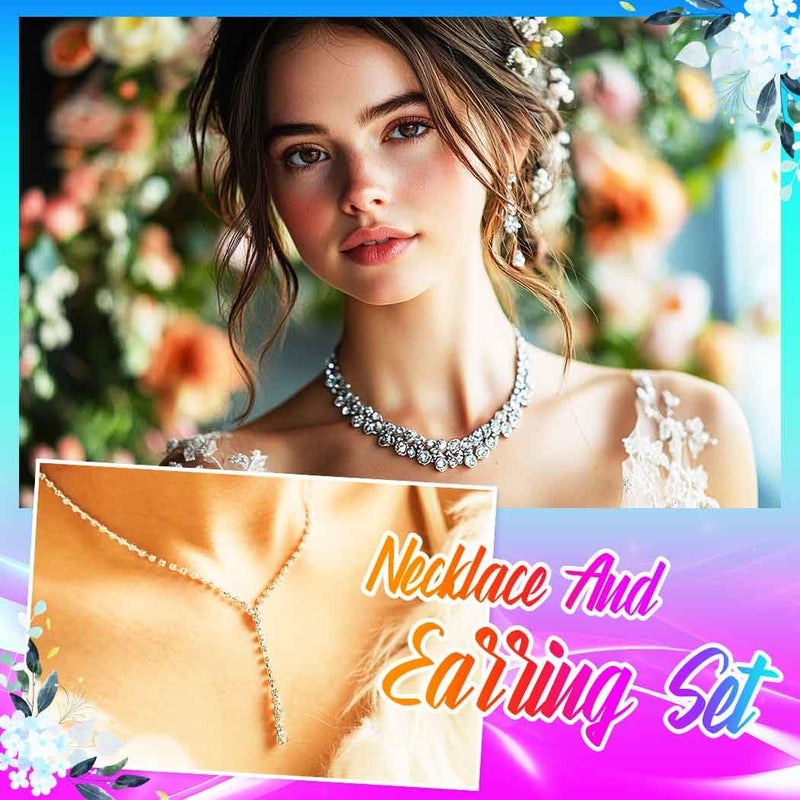 Yean Bride Silver Bridal Necklace Earrings Set Crystal Wedding Jewelry Sets Rhinestone Choker Necklaces for Women (Gold) - Image 4