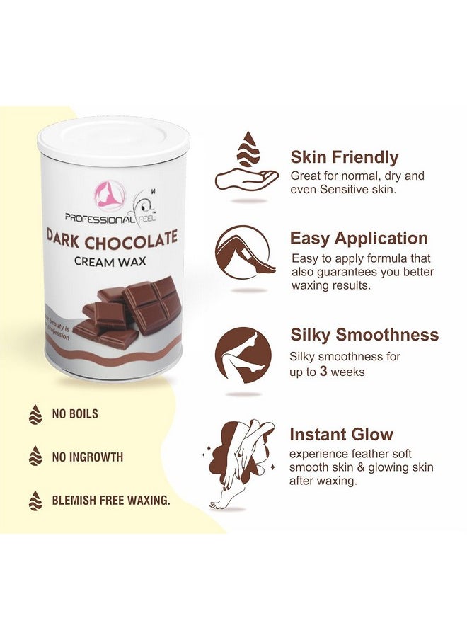 professional feel - Dark Chocolate Cream Wax With Wax Strips, Hydro Soluble Wax For Face, Upper Lips, Arms, Legs, Bikini Line, Underarms And Full Body (800 Grams) - Image 1