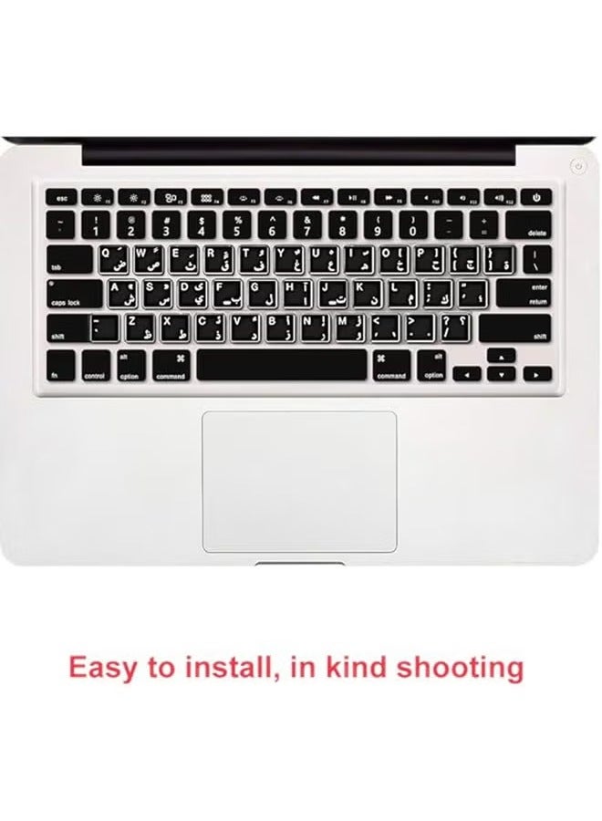 2PCS Arabic Keyboard Stickers Arabic-English Keyboard Letters Replacement Stickers Black Background with White Font for Computer Laptop Notebook Desktop Matte Arabic Keyboard Alphabet Stickers  - Image 2