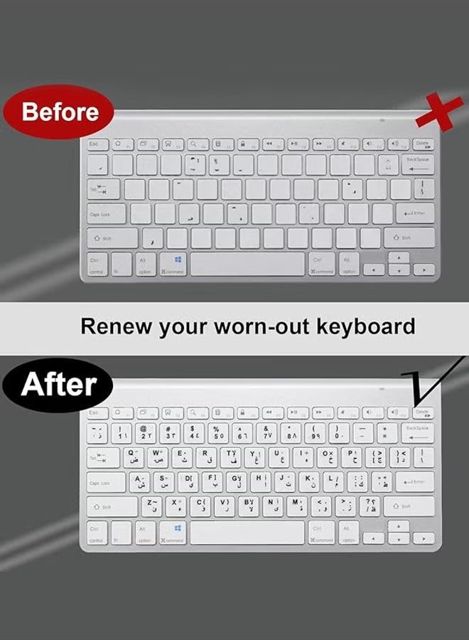 2PCS Arabic Keyboard Stickers Arabic-English Keyboard Letters Replacement Stickers Black Background with White Font for Computer Laptop Notebook Desktop Matte Arabic Keyboard Alphabet Stickers  - Image 4