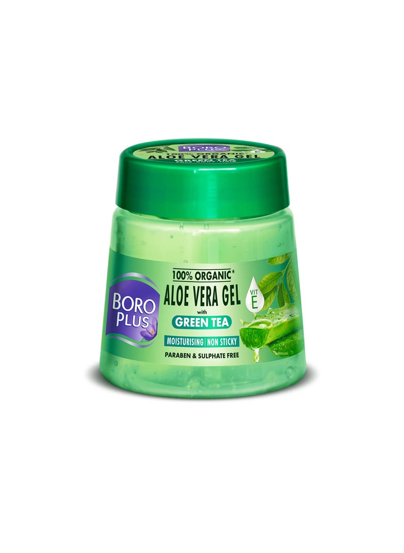 BOROPLUS Pure Aloe Vera Gel with Green Tea for Face Body  Hair  Hydrating Cooling  FastAbsorbing  Soothes Sensitive Skin Controls Oil  Refreshes  NonSticky  Lightweight  676 Fl Oz 200ml 