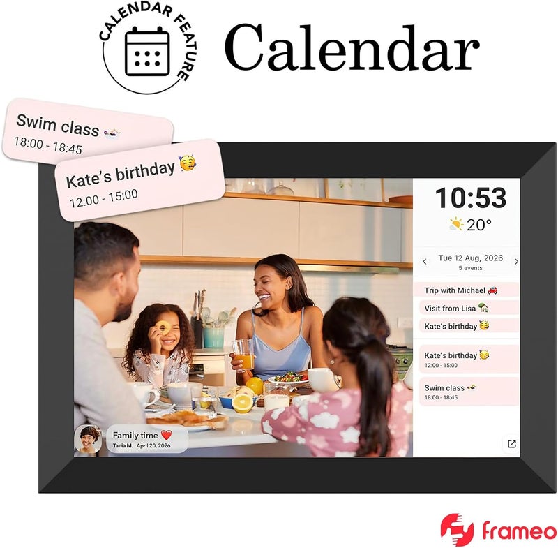 إطار صور رقمي ذكي واي فاي FRAMEO 32 جيجابايت 10.1 بوصة شاشة لمس IPS LCD بدقة 1280x800، تدوير تلقائي للصورة العمودية والأفقية، ذاكرة مدمجة 32 جيجابايت، مشاركة اللحظات فورًا عبر تطبيق Frameo من أي مكان - Image 5