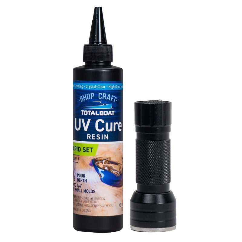 TotalBoat 200g UV Cure Clear Acrylic Resin Kit with UV Flashlight for DIY Jewelry Making, Crafts, and Protective Coatings - Image 1