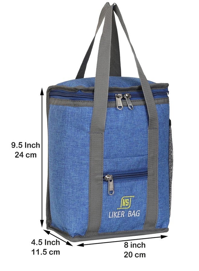 Liker Bag حقيبة غداء لايكر سعة 4 لتر للمكتب والجامعة والمدرسة / حقيبة طعام خفيفة الوزن ومقاومة للماء للأولاد والبنات / معزولة ومقاومة للتسرب بسعة كبيرة مع حزام كتف (أزرق ملكي) - Image 5