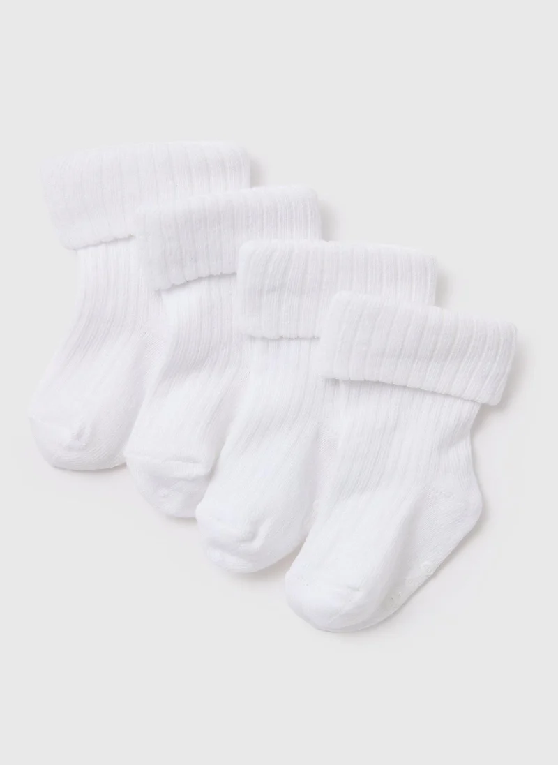 Matalan Baby 4 Pack White Ribbed Socks